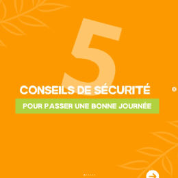 infographie sur les 5 conseil de sécurité pour passé une bonne journée au parc de loisirs Bosdarros Aventures